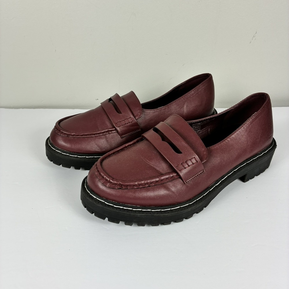 Torrid Burgundy Slip On Chunky Lug Sole Loafers Shoes Platform sz 12 Wide